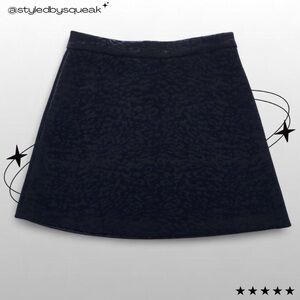 Topshop Black Velvet Animal Print Mini Skirt 6 Small Goth Boho Whimsigoth Witchy